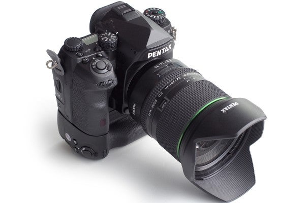 The Pentax K-1 fitted with the 24-70mm f/2.8 zoom and optional vertical grip