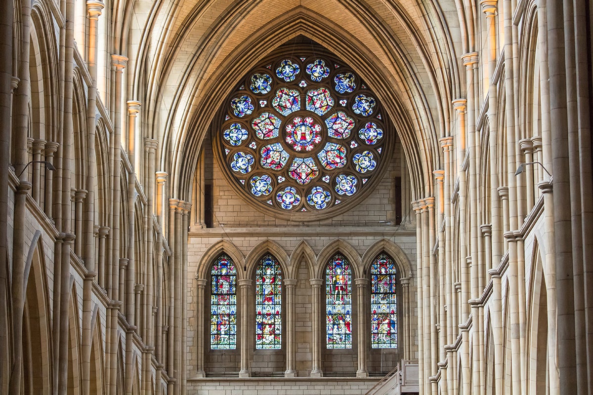 The interior of Truro Cathedral in Cornwall. This JPEG was processed in-camera and cropped slightly in Lightroom
