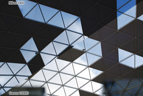Nikon D60 vs Canon 1000D review dynamic range comparison