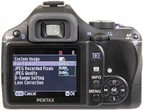 Know Your Camera - Setting Up - Pentax screen