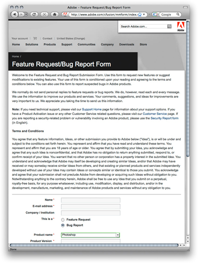 Adobe feature request form Adobe feature request form