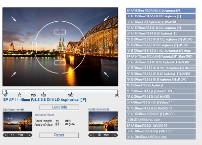 Tamron's lens simulator to show angle-of-view