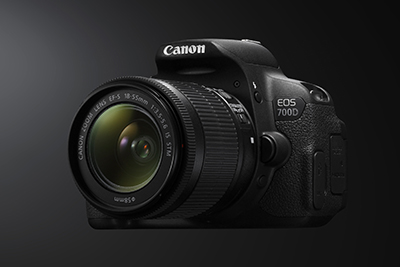 Canon EOS 700D angled on black