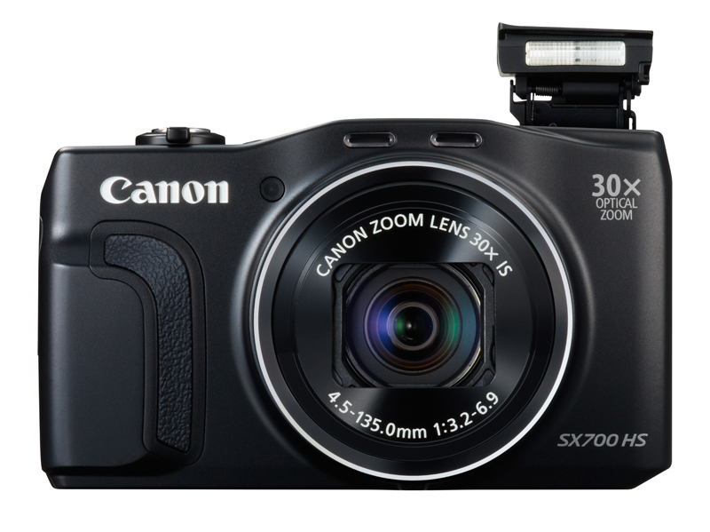 Canon PowerShot SX700 HS Review - front with flash
