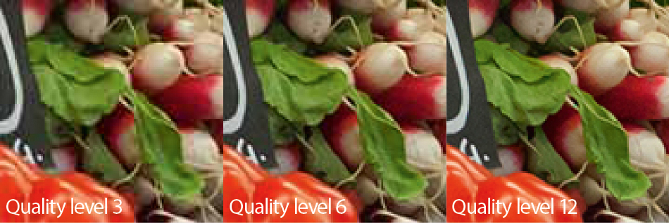 JPEG quality levels