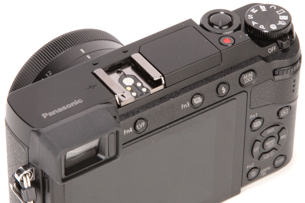 On top is a hot shoe for external flash units, with a pin for power supply from the camera body