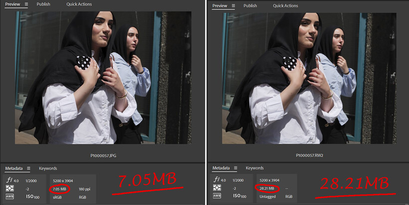 File size RAW v JPEG